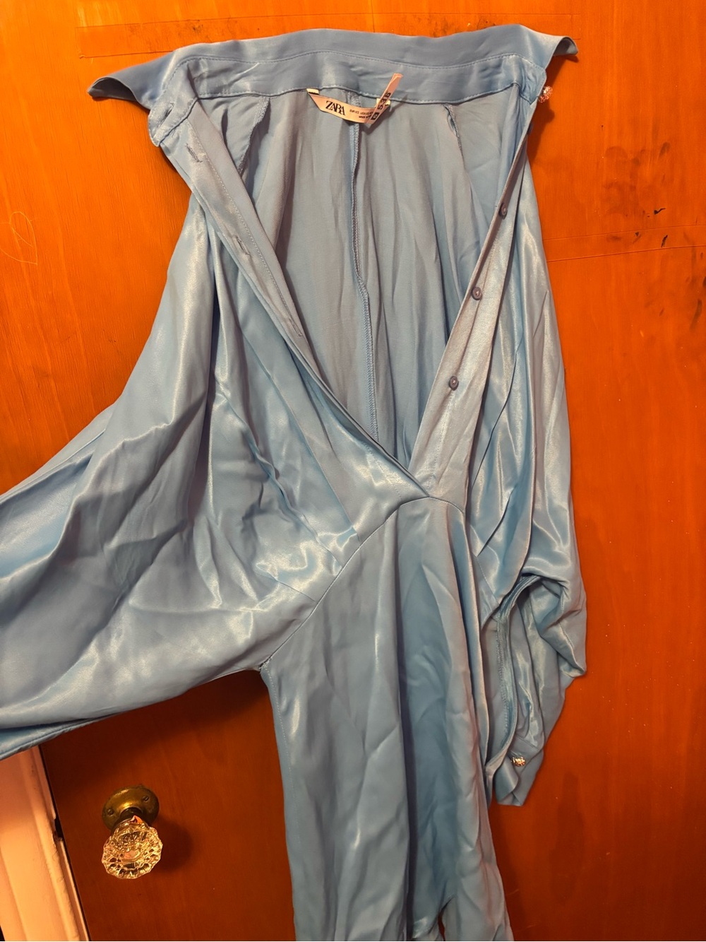 Zara Sky Blue Satin Wrap dress